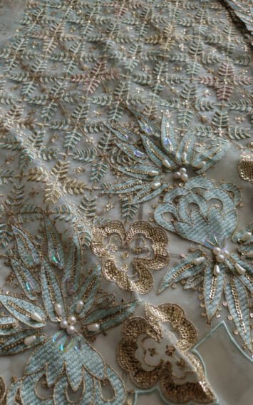 Zille Wedding Festive Pakistani Mint Blue Long Shirt Style Dress 10 EB 1 4