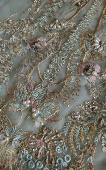 Zille Wedding Festive Pakistani Mint Blue Long Shirt Style Dress 9 EB 2 4