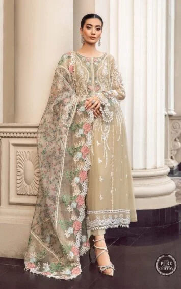 Maria B – Coffee Chiffon Pakistani Dress