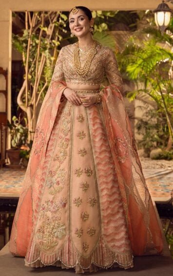 Pakistani Wedding Collection – Peach Pink Lehenga Choli Stories of Chata Patti