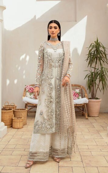 Rosnhi Pakistani Wedding Dresses White Party Wear Guests Outfit