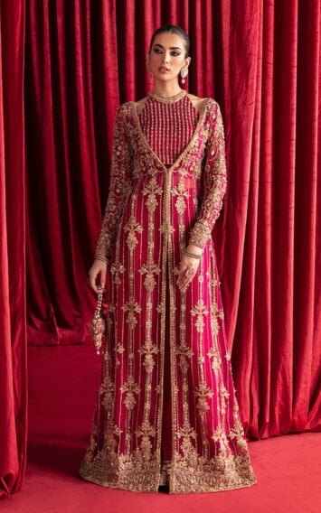 Haniya - Pakistani Wedding Formals Raspberry Gown Outfit