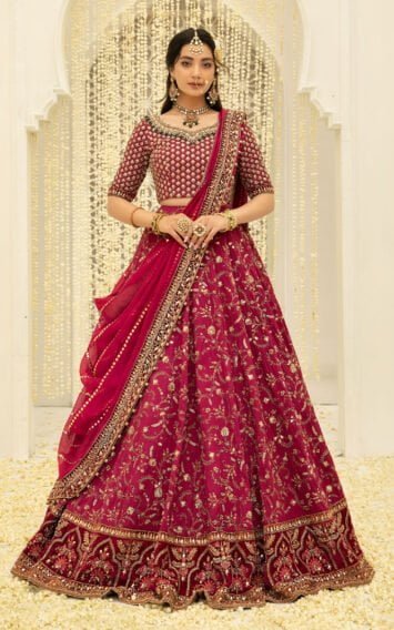 Maria B. Couture Crimson Wedding Festive Pakistani Dress