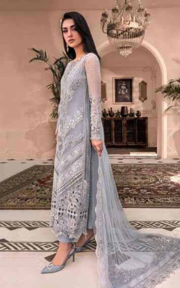 Ice Blue Long Shirt Pakistani Guests Party wear Wedding Edition Outfit 3 ebcollection 11 10