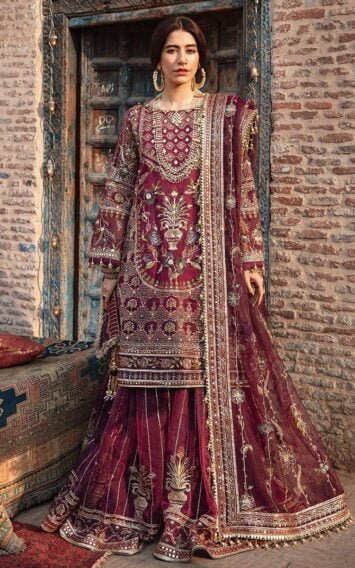 Reshma Jee - Plum Sharara Zarlish Pakistani Wedding Festive