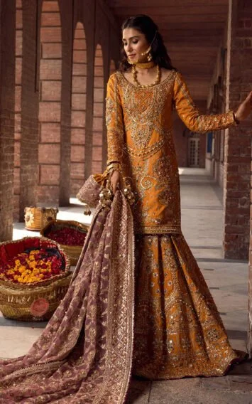 GUL-E-MARYAM - Pakistani Wedding Yellow Gharara Dress