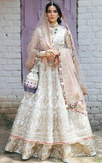 Shabo Shahzadi - Fajar Pakistani Wedding Dress White Long Maxi Frock
