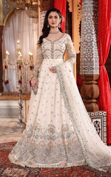 Pakistani Wedding Collection Pearl White Maxi Mbroidered