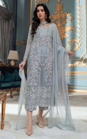 Mushq Luxury Formals Ice Blue Party Wear - Adela