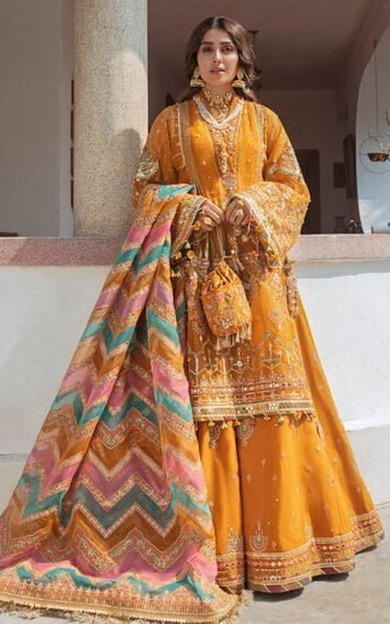 Zarlish Bridal Mustard Sharara Shirt