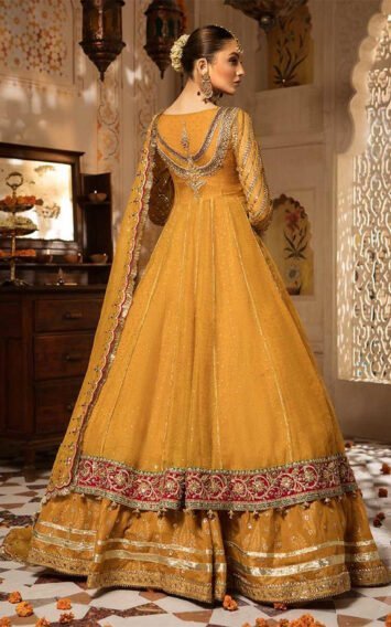 GULNUR - Maria B Mehndi FX-842 Lehenga Pakistani Wedding Dresses 4 EB Maria B Maxi FX 842 3