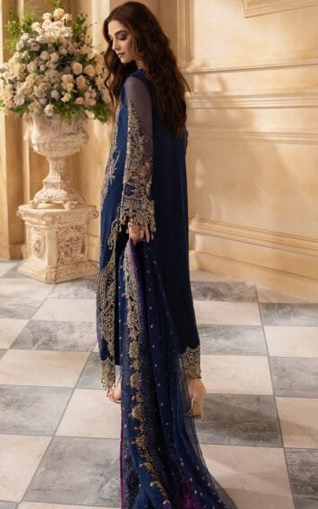 Blue Chiffon Dress Wedding Edition - Luxury Party Wear - Pakistani Wedding Dress 3 DJW4 01 3