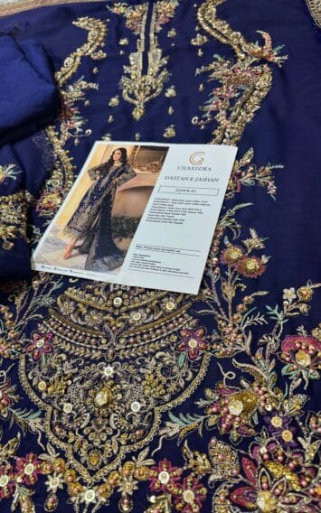 Blue Chiffon Dress Wedding Edition - Luxury Party Wear - Pakistani Wedding Dress 4 DJW4 01 4