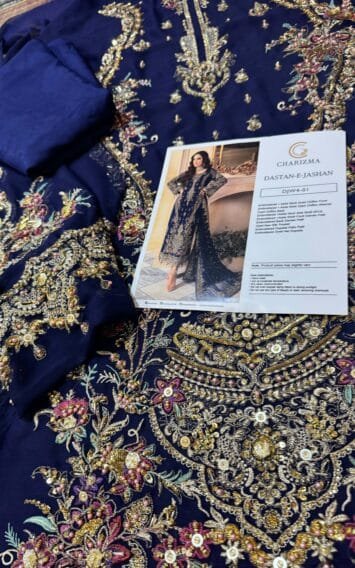 Blue Chiffon Dress Wedding Edition - Luxury Party Wear - Pakistani Wedding Dress 5 DJW4 01 5