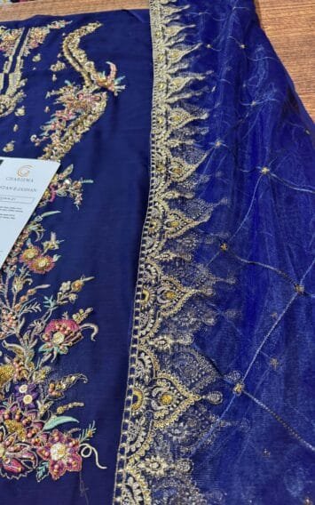 Blue Chiffon Dress Wedding Edition - Luxury Party Wear - Pakistani Wedding Dress 6 DJW4 01 6