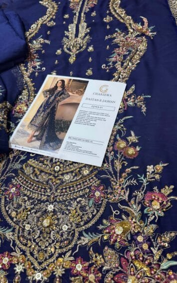 Blue Chiffon Dress Wedding Edition - Luxury Party Wear - Pakistani Wedding Dress 7 DJW4 01 7