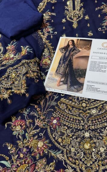 Blue Chiffon Dress Wedding Edition - Luxury Party Wear - Pakistani Wedding Dress 8 DJW4 01 8