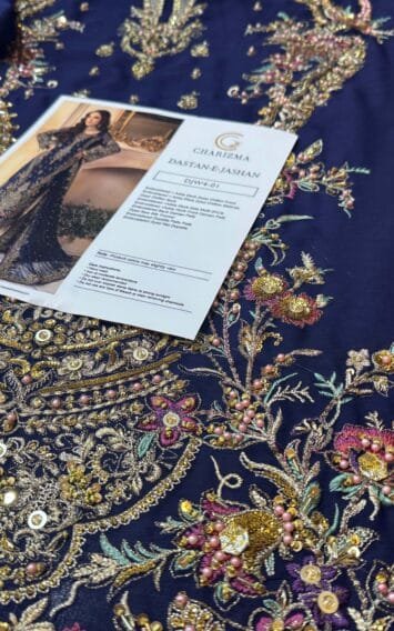 Blue Chiffon Dress Wedding Edition - Luxury Party Wear - Pakistani Wedding Dress 9 DJW4 01 9