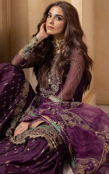 Purple Chiffon Dress Wedding Edition - Luxury Party Wear - Pakistani Wedding Dresses 4 DJW4 03 3