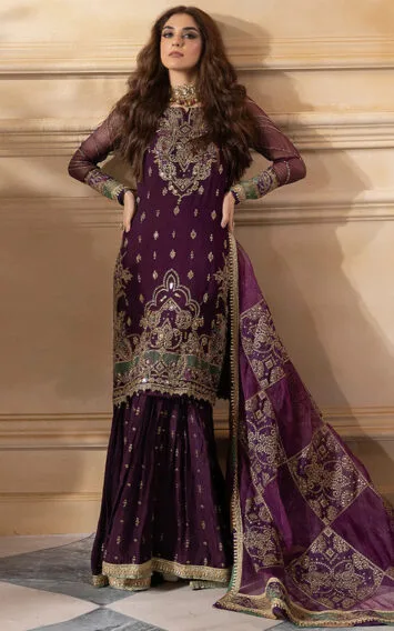 Purple Chiffon Dress Wedding Edition - Luxury Party Wear - Pakistani Wedding Dresses