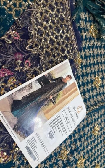 Zink Blue Chiffon Dress Wedding Edition - Luxury Party Wear - Pakistani Wedding Dresses 10 DJW4 07 EB Collection 10