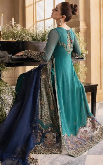 Zink Blue Chiffon Dress Wedding Edition - Luxury Party Wear - Pakistani Wedding Dresses 4 DJW4 07 EB Collection 4