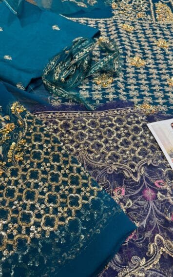 Zink Blue Chiffon Dress Wedding Edition - Luxury Party Wear - Pakistani Wedding Dresses 5 DJW4 07 EB Collection 5