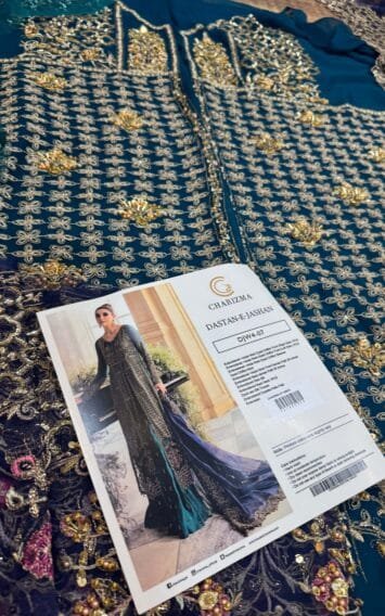 Zink Blue Chiffon Dress Wedding Edition - Luxury Party Wear - Pakistani Wedding Dresses 6 DJW4 07 EB Collection 6