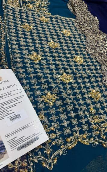 Zink Blue Chiffon Dress Wedding Edition - Luxury Party Wear - Pakistani Wedding Dresses 7 DJW4 07 EB Collection 7