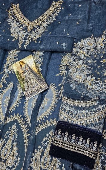 Dull Blue Dress Wedding Edition - Luxury Party Wear - Pakistani Wedding Dresses 7 BD 2901 EB Collection 4